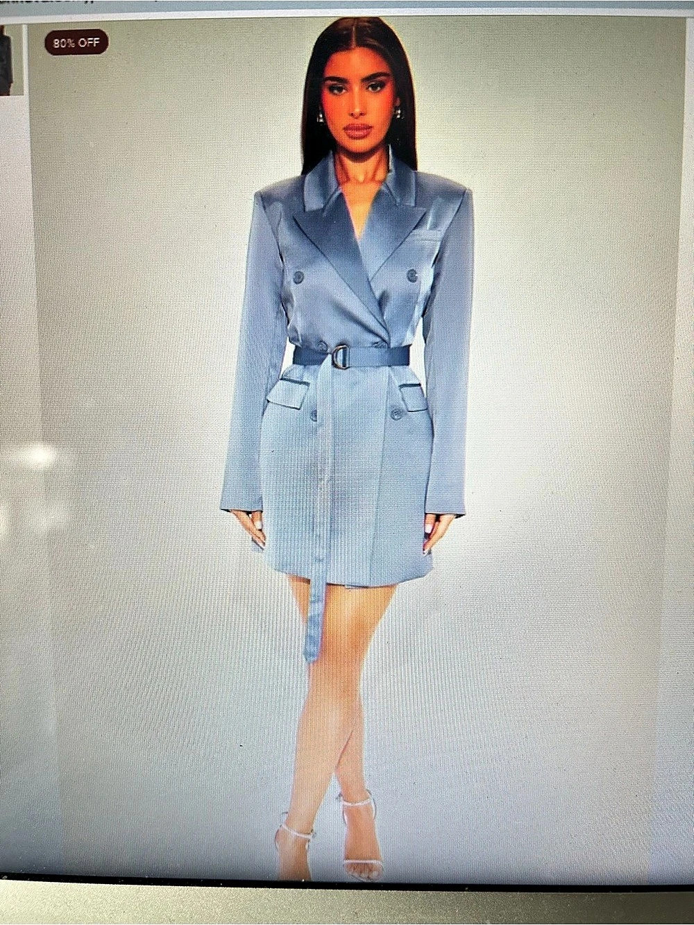 Fashion Nova Run The Room Satin Blazer Mini Dress Blue XS
